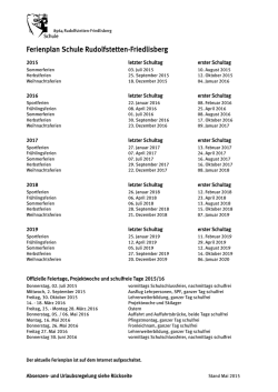 Ferienplan Schule Rudolfstetten