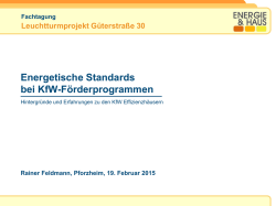 Die wohnwirtschaftlichen Programme der KfW