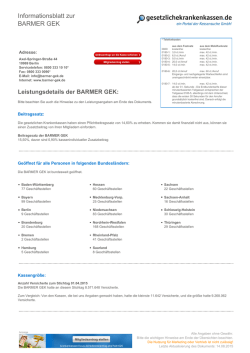 Informationsblatt zur BARMER GEK - Krankenkassen