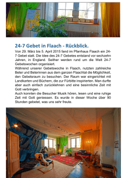 24-7 Gebet in Flaach - Rückblick. - Flaach