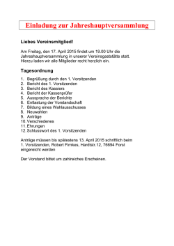 Jahreshauptversammlung 2015