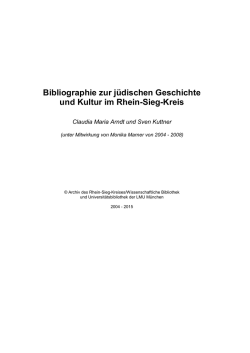 Bibliographie zur j&uuml;dischen Geschichte und Kultur im Rhein