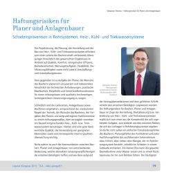 Haftungs risiken f&uuml;r Planer und Anlagenbauer
