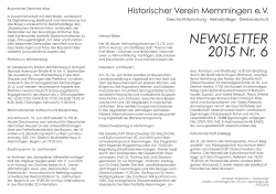 NEWSLETTER 2015 Nr. 6 - Historischer Verein Memmingen