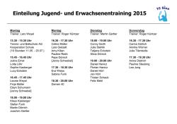 Jugend- und Erwachsentraining 2015