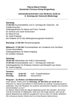Gemeindenachrichten Ringenberg 10. Mai