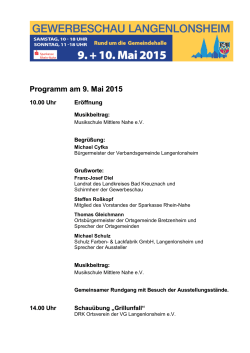 Programm am 9. Mai 2015 - Verbandsgemeinde Langenlonsheim