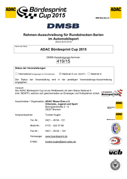 Rahmenausschreibung 2015 - Bördesprint Cup Oschersleben