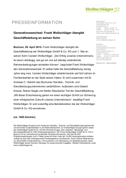 presseinformation - Wollschläger GmbH & Co. KG