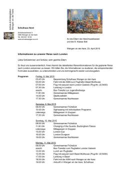 Informationen zu unserer Reise nach London