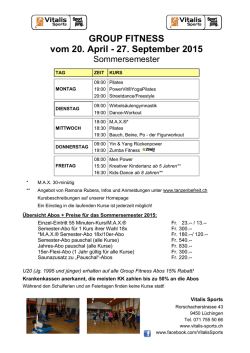 Group Fitness Flyer Sommer 15