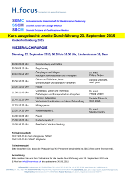 Kurs ausgebucht: zweite Durchführung 23. September 2015
