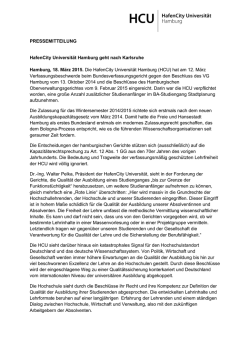 PRESSEMITTEILUNG HafenCity Universität Hamburg geht