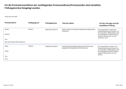 Festgelegte Pr&uuml;fungstermine