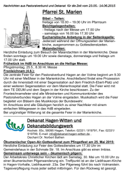 Pfarrnachrichten bis 14.6.15 - Pastoralverbund Hagen