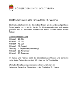 Gottesdienste in der Einsiedelei St. Verena