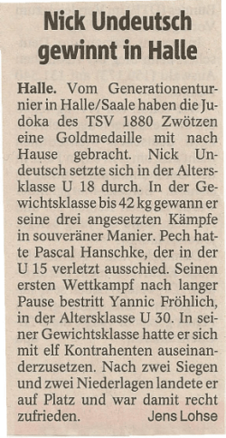 Nick Undeutsch gewinnt in Halle - TSV 1880 Gera