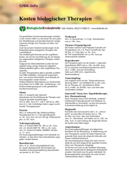 Kosten biologischer Therapien - Gesellschaft für Biologische