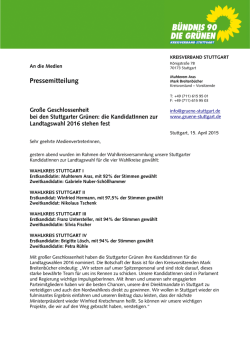 Pressemitteilung - Gr&uuml;ne Stuttgart