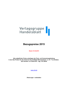 Bezugspreise 2015