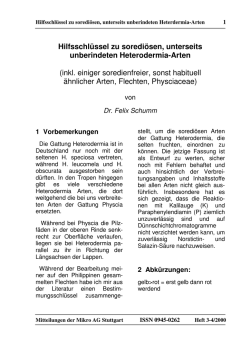 Hilfsschluessel zu soredioesen, unterseits unberindeten Heter