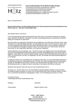 Infobrief deutsch - IG Kunsthandwerk Holz