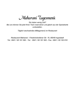 Maharani Tagesmenü. - Restaurant Maharani Ingolstadt