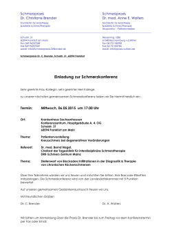 Einladung zur Schmerzkonferenz am 6. Mai 2015