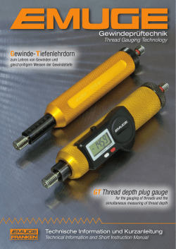 GT Thread depth plug gauge Gewinde-Tiefenlehrdorn