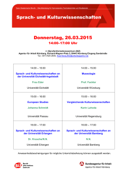 Sprach- und Kulturwissenschaften Donnerstag, 26.03.2015