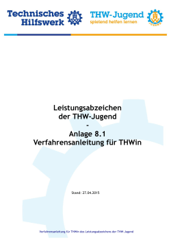 Anlage 8.1 Verfahrensanleitung für THWin - THW