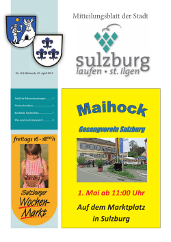 1. Mai ab 11:00 Uhr Auf dem Marktplatz in Sulzburg