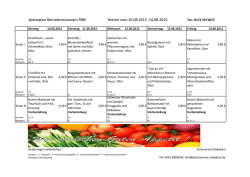 Speiseplan Betriebsrestaurant RIBE Woche vom 08.06.2015