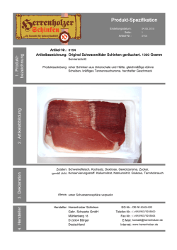 Produkt-Spezifikation - Herrenholzer Schinken