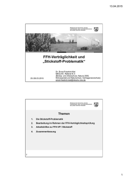 FFH-Vertr&auml;glichkeit und &bdquo;Stickstoff-Problematik&ldquo;