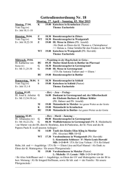 Gottesdienstordnung Nr. 18 - Pfarrei Heiligste Dreifaltigkeit