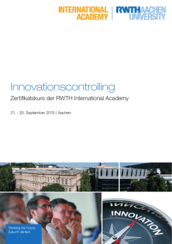 Innovationscontrolling - RWTH International Academy