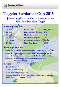 Tegeler Yardstick-Cup 2015 Jahresrangliste im Yardsticksegeln des