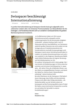 SWISSPACER beschleunigt Internationalisierung Glas, Österreich