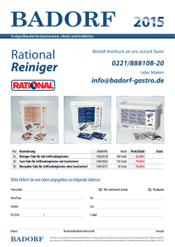 Rational Reiniger und Klarspüler - Bestellformular 2015