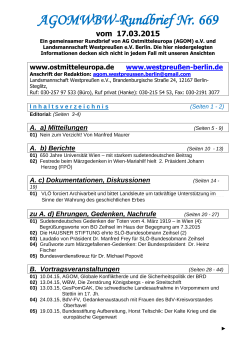 Rundbrief 669 - Westpreußen Landesgruppe Berlin Bildungswerk