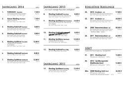 Jahrgang 2014 Jahrgang 2013 Jahrgang 2011 Edels&uuml;&szlig;e Rieslinge