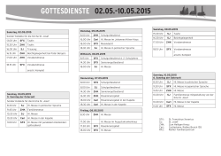 GOTTESDIENSTE 02.05.-10.05.2015