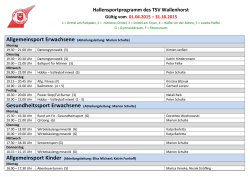 Hallensportprogramm des TSV Wallenhorst G&uuml;ltig vom 01.04.2015