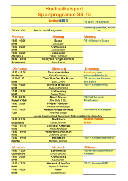 Hochschulsport Sportprogramm SS 15