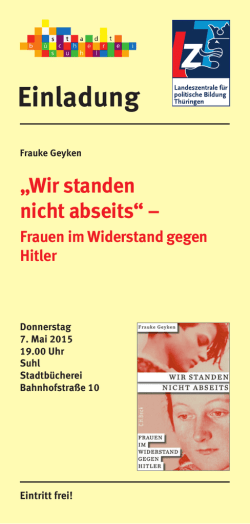 Frauen im Widerstand gegen Hitler - Landeszentrale für politische