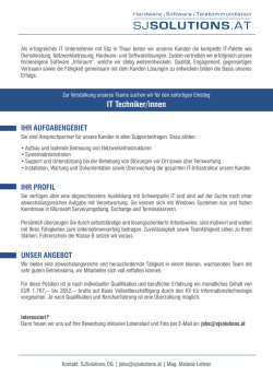 IT Techniker/innen - bei der SJSolutions in Thaur in Tirol