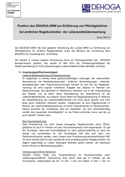 Position des DEHOGA NRW zur Einführung von Pflichtgebühren bei