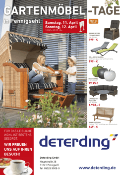 GARTENMÖBEL-TAGE 11. + 12. April