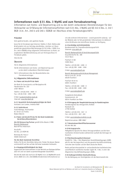Informationen nach &sect; 31 Abs. 3 WpHG und zum